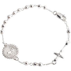 Women Link Bracelets Gold Plated Crucifix Rosary Bead Rose Chain Bracelet