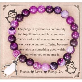Penguin Bracelet Gifts for Women Penguin Friend Jewelry Penguins Lover Purple Penguin Bracelets