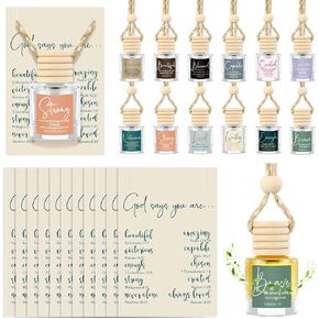 Maxdot 24 يضع كنيسة إكسسوارات سيارات الهواء المسيحيين بائسة 8 مل معلقة من زجاجة الزجاج الفارغة ناشرات السيارات للزيوت الأساسية الهدية الدينية لموظف المعلم (اسطوانة) in Kuwait