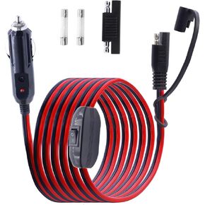 Cigarette Lighter SAE Battery Charger Cable with Switch ON/OFF 16AWG 12V Cigarette Lighter Plug to SAE Quick Release Adapter Extension Charging Cable with LED Ligh,SAE Adapter 10FT
