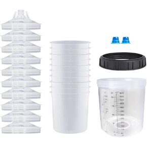 Disposable Paint Gun Cups Spray Gun Cup Liners and Lid System 200ml and 600mlPaint Sprayer Mixing Cup for HVLP Spray Gun Type 8