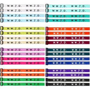 32Pcs W.W.J.D. Webbing Bracelets What Would Jesus Do Bracelets Handmade Colorful Adjustable Woven Wristbands Religious WWJD Bracelet for Fundraisers