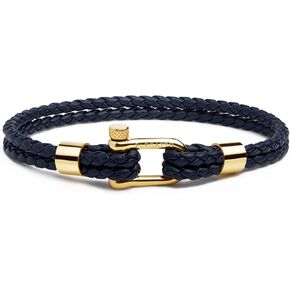 Elegatto Helix Premium Vintage Leather Bracelet للرجال | خيوط جلدية سوداء مزدوجة مع سترلينغ الفضة المصقول مصقول حاكمة الإغلاق | مجوهرات مصمم الرجال