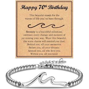 Birthday Gifts for Women Her, Cool Wave Bracelet Gifts for 30th-80th Birthday Woman Mom Wife Grandma Daughter Best Friend with Happy Birthday Card