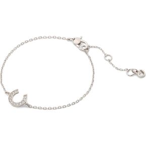 kate spade new york Lucky Charm Pave Horseshoe Solitaire Bracelet, Clear/Silver