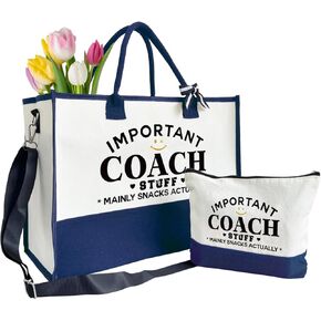 Important Coach Bag Gifts, Canvas Tote Bag for Coach, Coach Gifts, Cosmetic Bag, Beach Bag and Makeup bag, Travel Bag Gifts for Coach, Canvas Tote Bag With Zipper, Coach Birthday Christmas Gifts A49