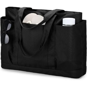 VASCHY Extra Large Beach Bag, Oversized Utility Travel Tote Bag with Zipper Waterproof Sand-proof Pool Bag with Wet Bag