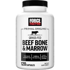 FORCE FACTOR Primal Origins Beef Bone and Marrow Cartilage Supplement Made with Pasture-Raised, Grass Fed Beef, Hormone Free, Non-GMO, 120 Capsules