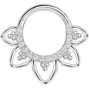 FANSING 316L Surgical Steel Zirconia Lotus Piercing Rings for Septum Daith