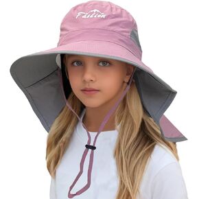 Jastore Kids Sun Hat UPF50+ حماية الشمس دلو دلو القبعات الصيفية الصيفية شاطئ القبعات مع رفرف الرقبة لفتاة الفتاة الأعمار 3 ~ 7
