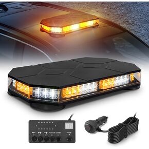 Antom 42 LED LED ROOFTOP Strobe Lights ، 14 "طوارئ مغناطيسية تحذير أمان تحذير من منارة Light Bar مع لوحة تحكم لسيارات البناء 12V-24V والشاحنات ، محراث الثلج ، والسيارة البريدية ، العنبر الأبيض