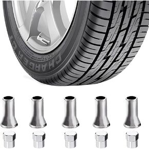 5Set Tire Valve Caps, Car Tire Caps Covers, Chrome Plated Tire Valve Stem Sleeve and Cap Dress Up Kit, Leakproof Car Wheel Valve Covers, Universal Car Accessories Replacement for TR413AC