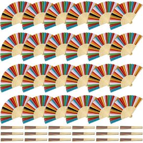 Chunful 24 Pcs Fiesta Paper Fans Cinco De Mayo Mexican Folding Handheld Fans for Birthday Mexican Cinco De Mayo Themed Party Supplies