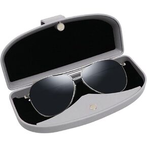 Car Sun Visor Sunglasses Case ، صندوق وقائي لتخزين النظارات ، منظم نظارات النظارات الصلبة ، الإغلاق المغناطيسي ومشبك بطاقة مزدوجة (أسود)