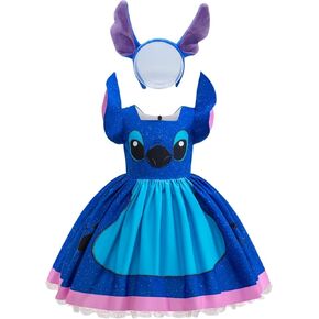 Hawaiian Lilo Costume for Girls Cartoon Mouse Tulle Dress With Headband