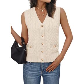 LILLUSORY Sweater Vest Women Fashion Casual Summer Outfits V Neck Cable Knit Spring Trendy Cropped Sleeveless Cute 2025