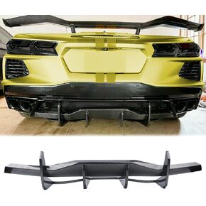 Rear Lower Bumper Lip Diffuser Fit for 2020-2025 Chevy Corvette C8 Stingray & Z51 Rear Diffuser Side Skirt Splitter Spoiler Wing Body Kits Air Dam Corvette C8 Accessories (Glossy Carbon Fiber)