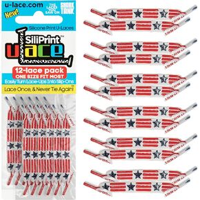 U-Lace SiliPrint One-Size Woven Graphic & Animal Print No-Tie Shoelaces (1 Pack of 12 laces)