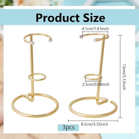 NBEADS 3 Pcs Crystal Wand Display Stand, Rock Display Stands Iron Arms Display Stand Display Easel Holder for Small Gemstones Crystal Mineral Agate, 3.4x5.1inch, Light Gold in Saudi Arabia