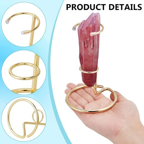 NBEADS 3 Pcs Crystal Wand Display Stand, Rock Display Stands Iron Arms Display Stand Display Easel Holder for Small Gemstones Crystal Mineral Agate, 3.4x5.1inch, Light Gold in Saudi Arabia