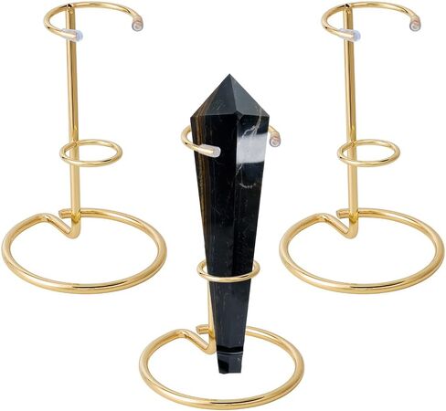 NBEADS 3 Pcs Crystal Wand Display Stand, Rock Display Stands Iron Arms Display Stand Display Easel Holder for Small Gemstones Crystal Mineral Agate, 3.4x5.1inch, Light Gold in Saudi Arabia