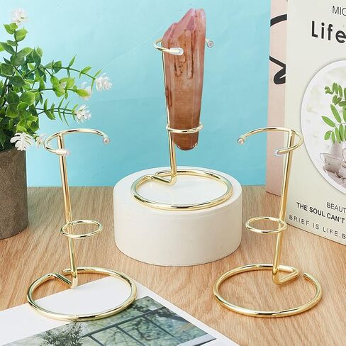 NBEADS 3 Pcs Crystal Wand Display Stand, Rock Display Stands Iron Arms Display Stand Display Easel Holder for Small Gemstones Crystal Mineral Agate, 3.4x5.1inch, Light Gold in Saudi Arabia