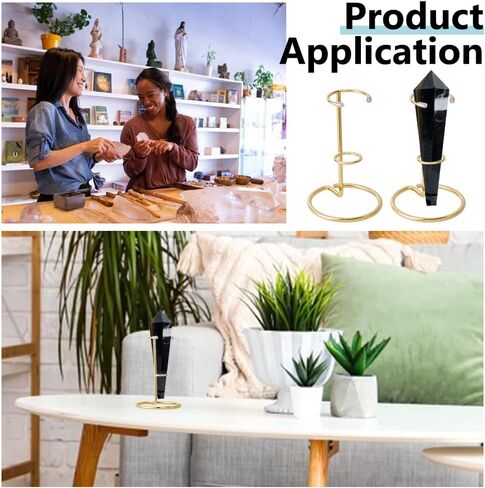 NBEADS 3 Pcs Crystal Wand Display Stand, Rock Display Stands Iron Arms Display Stand Display Easel Holder for Small Gemstones Crystal Mineral Agate, 3.4x5.1inch, Light Gold in Saudi Arabia