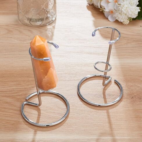 NBeads 3 PCS Crystal Wand Wand Stand ، شاشة الصخور تقف الحديد مع عرض الحديد حامل الحامل لأحجار الكريمة الصغيرة العقيق Crystal Mineral ، 3.4 × 5.1 بوصة ، الذهب الفاتح in Saudi Arabia