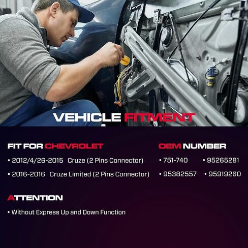 Front Driver Side Power Window Regulator with Motor (2 Pins) Fit for 2012-2015 Chevy Cruze, 2016 Chevrolet Cruze Limited, Without Auto Up and Down, 751-739 in Kuwait