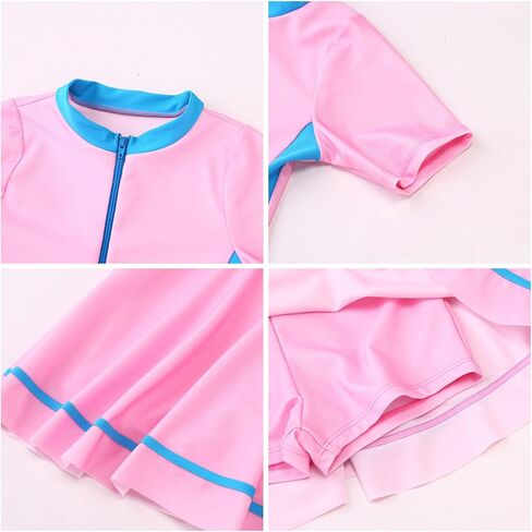 IDOPIP Girls Short Sleeve Swimsuit Summer One Piece Swim Dress with Boyshorts Beach Rash Guard Bathing Suit Swimming Suit in Kuwait