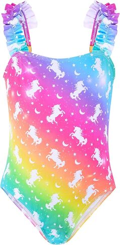 Girls One Piece Swimsuits Ruffle Mermaid Toddler Bathing Suit Cute Summer Beach Swimwear 3-8 Years in Kuwait