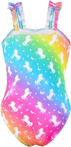 Girls One Piece Swimsuits Ruffle Mermaid Toddler Bathing Suit Cute Summer Beach Swimwear 3-8 Years in Kuwait