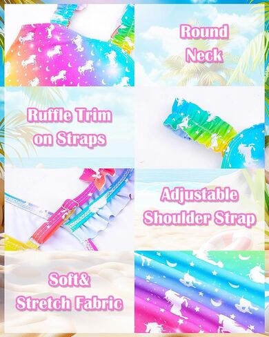 Girls One Piece Swimsuits Ruffle Mermaid Toddler Bathing Suit Cute Summer Beach Swimwear 3-8 Years in Kuwait