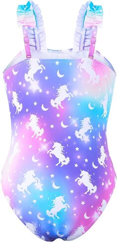 Girls One Piece Swimsuits Ruffle Mermaid Toddler Bathing Suit Cute Summer Beach Swimwear 3-8 Years in Saudi Arabia