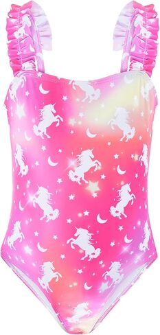 Girls One Piece Swimsuits Ruffle Mermaid Toddler Bathing Suit Cute Summer Beach Swimwear 3-8 Years in Saudi Arabia