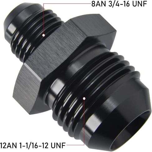 8AN to 6AN Male Flare Reducer Union Adapter Fitting Aluminum Black in Saudi Arabia