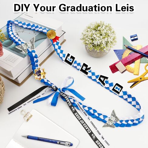 Graduation Leis 2025, Graduation Necklace Class of 2025 Ribbon Leis for Graduation Handmade Graduation Braided Necklace DIY Graduation Accessories for Women Man Grad Gift Party Supplies in Kuwait