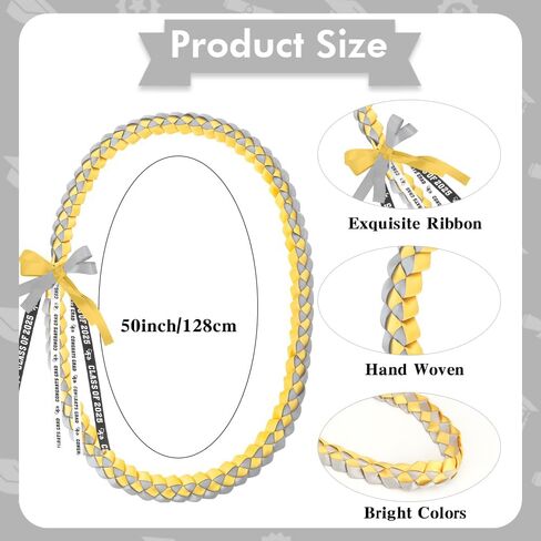 Graduation Leis 2025, Graduation Necklace Class of 2025 Ribbon Leis for Graduation Handmade Graduation Braided Necklace DIY Graduation Accessories for Women Man Grad Gift Party Supplies in Kuwait