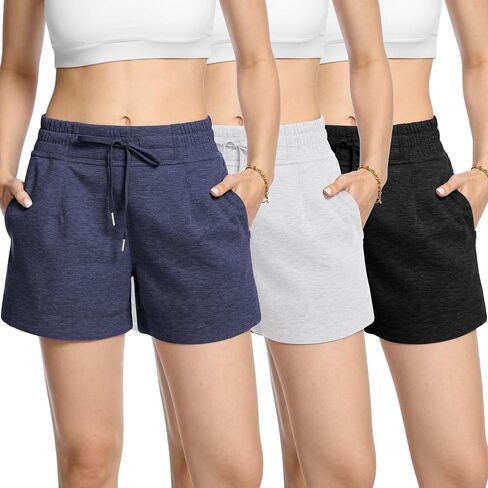 BVNSOZ 3-4 Pack Womens Athletic Shorts عالية الخصر شورتات شورت شورت الصالة الرياضية مع جيوب عميقة in Kuwait