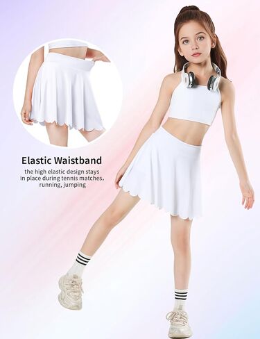 Girls Skorts Tennis Skirt for Girls with Pocket Flowy Butterfly Pleated Athletic Skort Toddler Kids 5-14Y in Kuwait