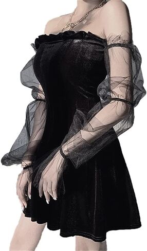 النساء القوطية الشرير Mini Dress Y2K E Girl Fairycore الجرونج الجمالية الهالوين in Kuwait