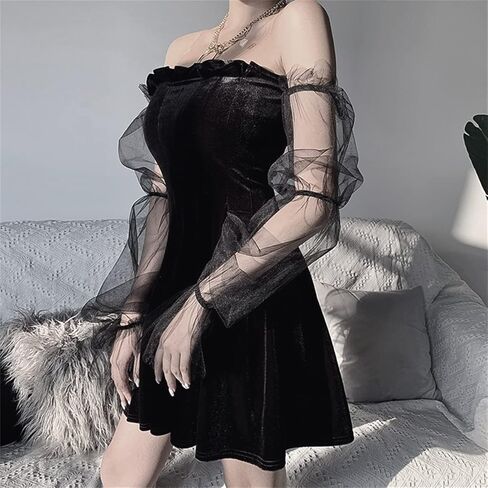 النساء القوطية الشرير Mini Dress Y2K E Girl Fairycore الجرونج الجمالية الهالوين in Kuwait