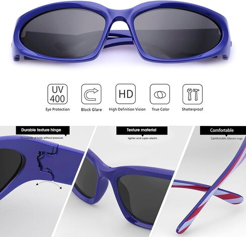knliwkm 2 Pairs Y2K Wrap Around Sunglasses Sports Futuristic Oval Glasses for Women Men Trendy Fashion Shades Silver in Saudi Arabia