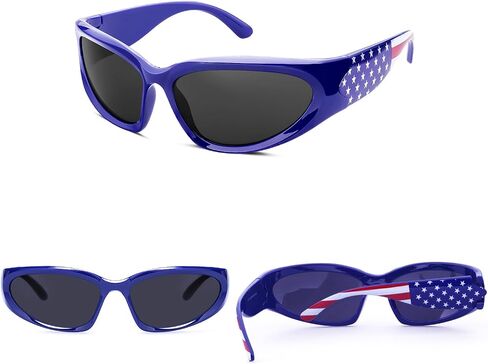 knliwkm 2 Pairs Y2K Wrap Around Sunglasses Sports Futuristic Oval Glasses for Women Men Trendy Fashion Shades Silver in Saudi Arabia