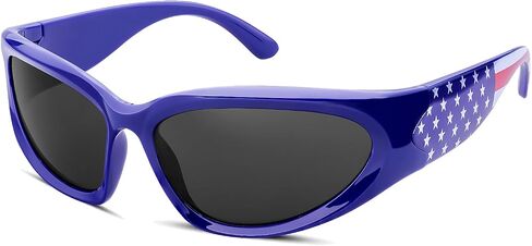 knliwkm 2 Pairs Y2K Wrap Around Sunglasses Sports Futuristic Oval Glasses for Women Men Trendy Fashion Shades Silver in Saudi Arabia
