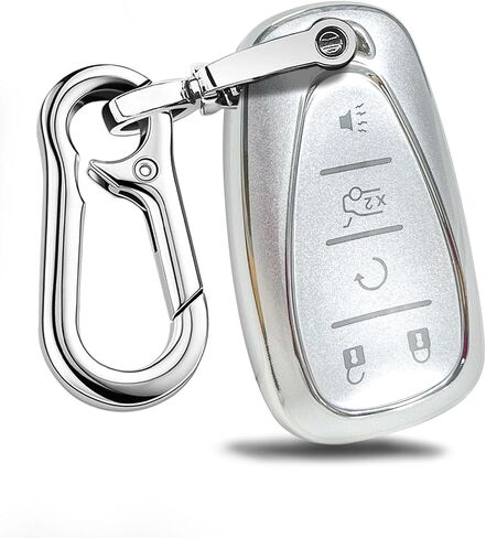 Smart Key Fob Cover Case With diamond Key Chain and Bracelet Key Holder Fits for Chevy Equinox Malibu Cruze Tahoe Camaro Traverse Blazer Volt Bolt 5 Buttons (Black) in Saudi Arabia
