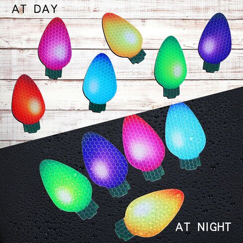 Outus 190 Pcs Christmas Car Magnets Decor Lights Car Refrigerator Stickers Reflective Bulb Lights Magnets Xmas Decorations for Any Metal Surface (2.8 x 1.4 Inches and 5 x 2.7 Inches) in Kuwait