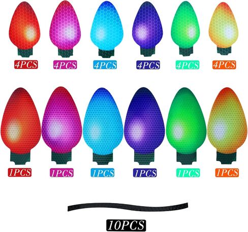 Outus 190 Pcs Christmas Car Magnets Decor Lights Car Refrigerator Stickers Reflective Bulb Lights Magnets Xmas Decorations for Any Metal Surface (2.8 x 1.4 Inches and 5 x 2.7 Inches) in Kuwait