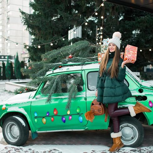 Outus 190 Pcs Christmas Car Magnets Decor Lights Car Refrigerator Stickers Reflective Bulb Lights Magnets Xmas Decorations for Any Metal Surface (2.8 x 1.4 Inches and 5 x 2.7 Inches) in Kuwait