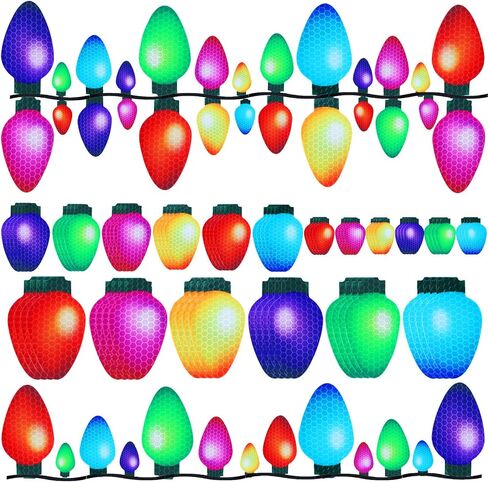 Outus 190 Pcs Christmas Car Magnets Decor Lights Car Refrigerator Stickers Reflective Bulb Lights Magnets Xmas Decorations for Any Metal Surface (2.8 x 1.4 Inches and 5 x 2.7 Inches) in Kuwait